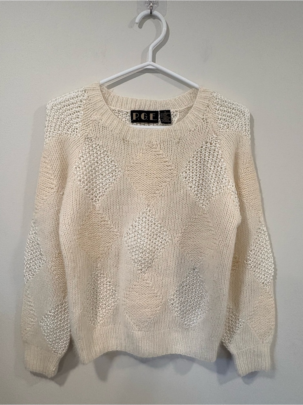 P.G.E. Lambswool & Angora Rabbit Hair Blend Diamond Knit Sweater | S - Picture 2 of 13